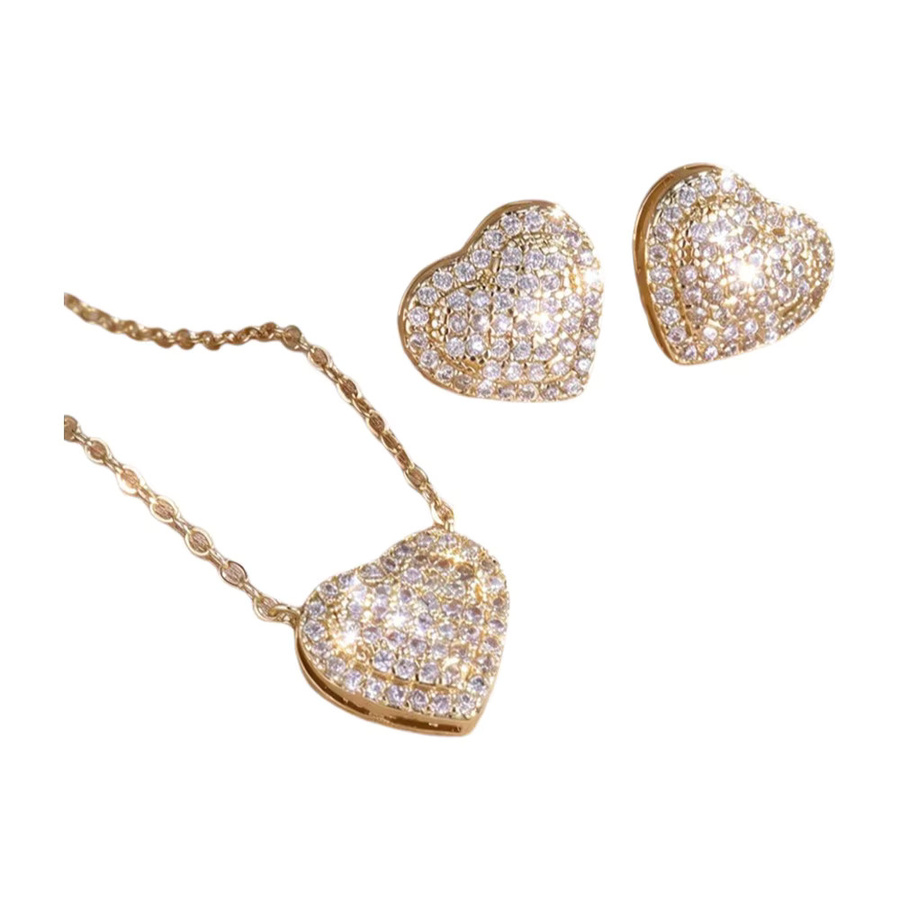ZAKOL Schmuck-Set, Herz-Ohrringe, Halskette, Zirkonia, Damen - Bild 2