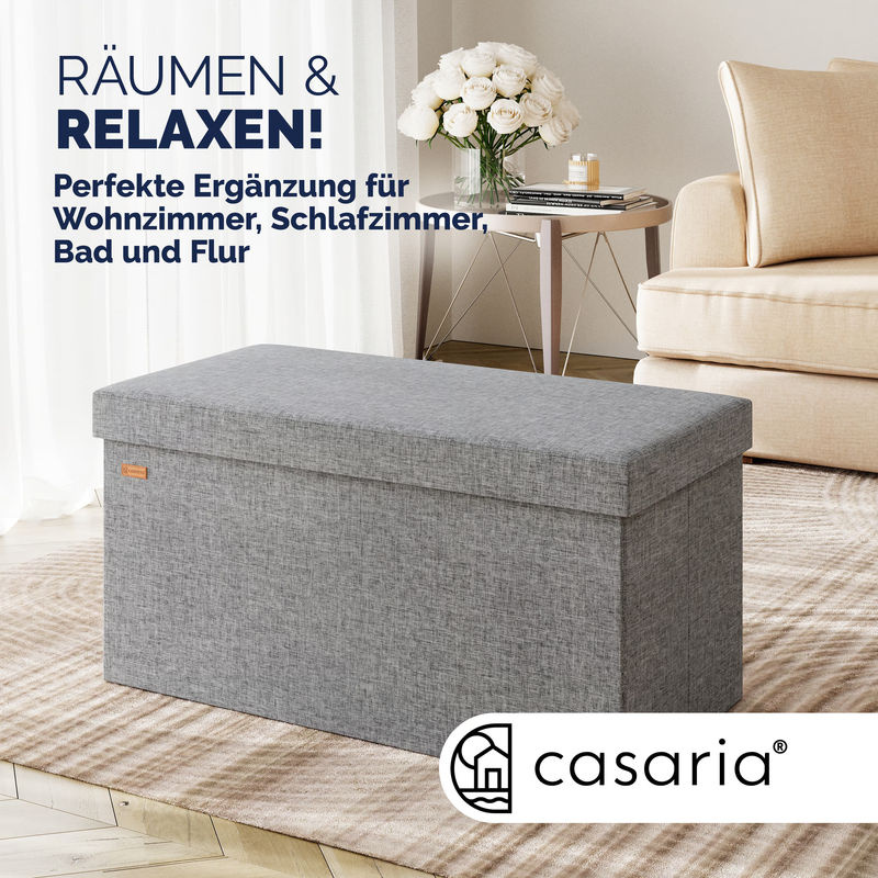 Casaria Sitzbank Grau aus MDF faltbar B/T/H: 80 x 40 x 40 cm - Bild 2