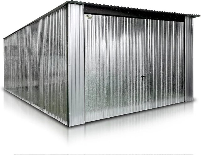 Liderstal Einzelgarage Premium aus Blech in Silber mit Up-and-Over-Tor, B: 400 cm, T: 600 cm, H: 218 cm - Bild 1