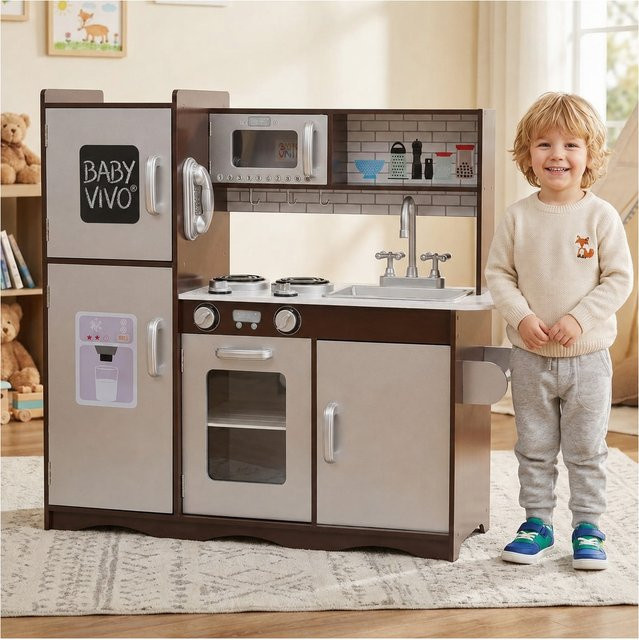 Baby Vivo Kinderküche Toni aus Holz in Braun - Bild 1