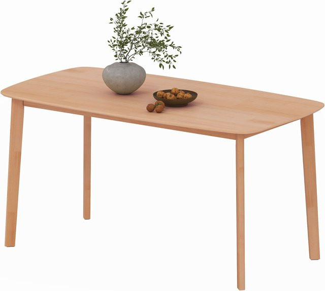HOMCOM Rechteckiger Esstisch für 6 Personen in Braun mit massivem Holzrahmen und großer Tischplatte für Esszimmer, Wohnzimmer oder Küche, Breite: 150 cm - Bild 1