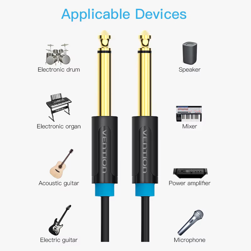Vention Aux Gitarrenkabel 6,5 mm auf 6,5 mm Audiokabel in Schwarz - Bild 3