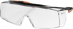 Univet Überbrille 5X7 mit Antibeschlag-Schutz und UV-Schutz, Farbe: Transparent/Schwarz/Orange, EN 166 - Bild 1