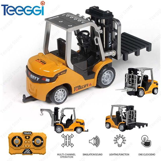 Teeggi Gabelstapler Auto, Fernbedienung, 1:64, mit Licht und Musik, Metall - Bild 1
