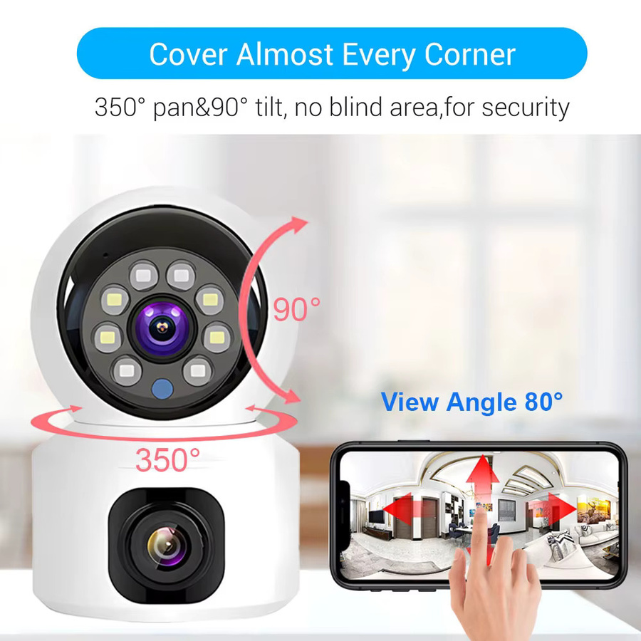 V380 Pro Dual-Objektiv Smart Home Überwachungskamera mit 8MP Auflösung, WiFi und Zwei-Wege-Audio, Weiß - Bild 2