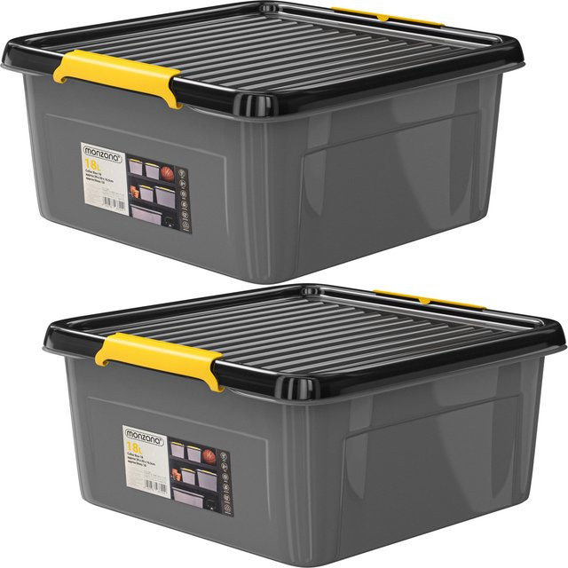 MONZANA Aufbewahrungsbox 2er-Set in Grau und Anthrazit, stapelbar, B/T/H: 39 x 39 x 16 cm - Bild 1