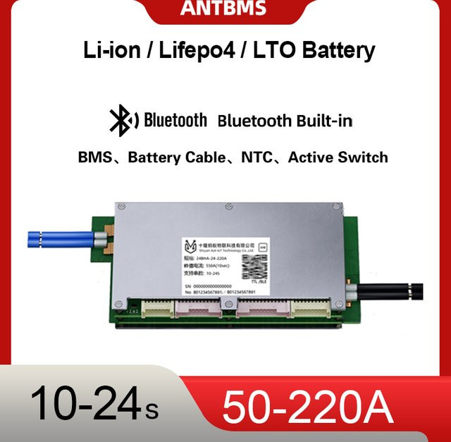 ANTBMS Smart BMS ANT10-24S 50-220A für Li-Ionen und LiFePO4 Batterien mit App-Steuerung und UART für Elektrofahrzeuge - Bild 1