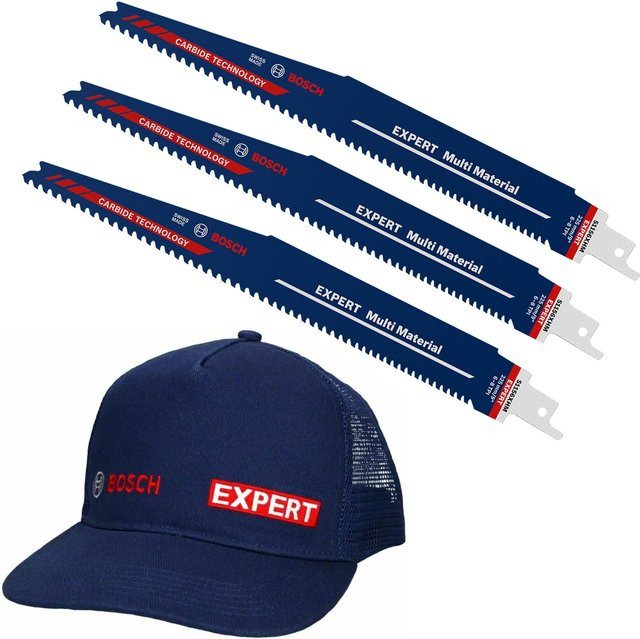 Bosch Professional Sägeblatt S1156XHM für Säbelsägen zum Schneiden von Holz und Metall, 3er-Pack, Blau - Bild 1