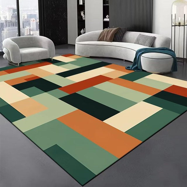 Karpetti Teppich mit nordischem abstraktem Design, geometrisches Muster, mehrfarbig, rutschfest und waschbar, B/T: 60 x 90 cm - Bild 1