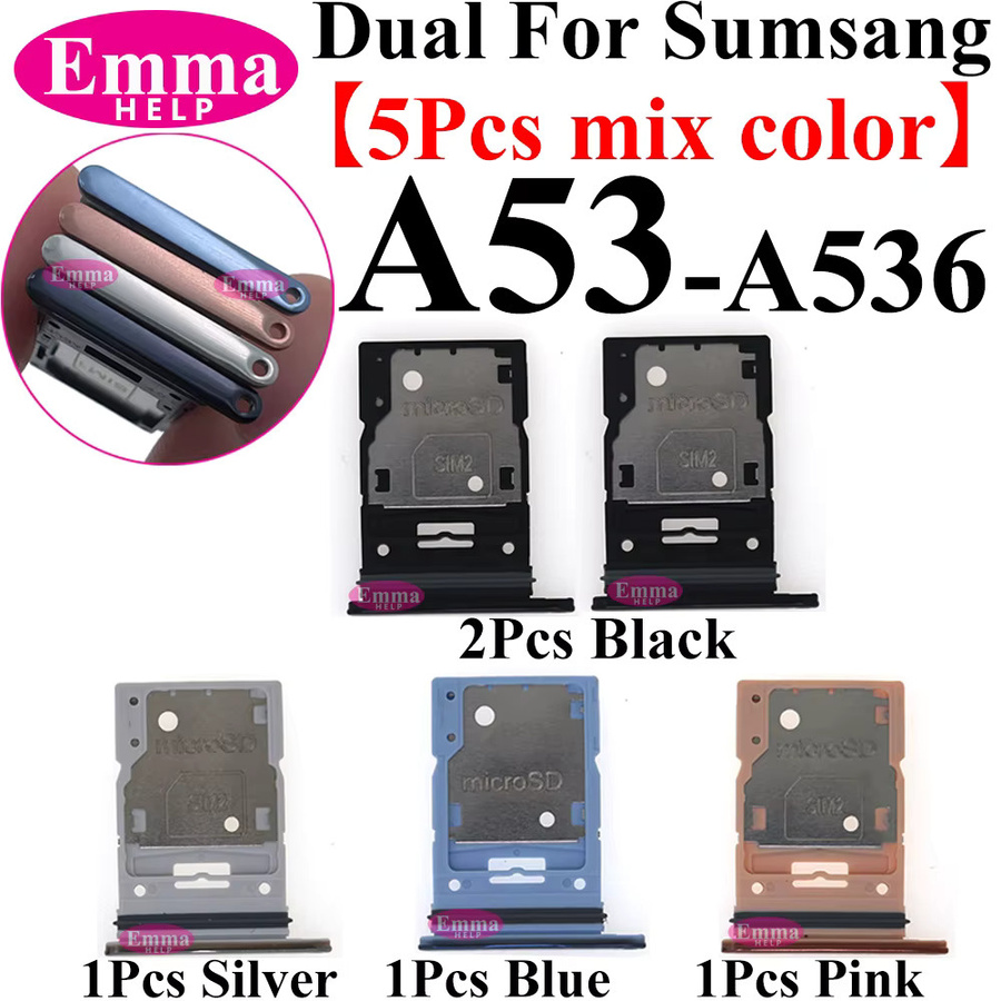5er Set SIM-Karten-Halter Schubladen Adapter für Samsung A14 A13 A34 A54 A10 A20 A50 A30 A33 A53 A73 in Multicolor - Bild 3