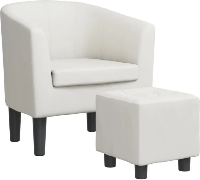 vidaXL Clubsessel mit Fußhocker in Weiß aus Kunstleder und Kiefernholz - Bild 1
