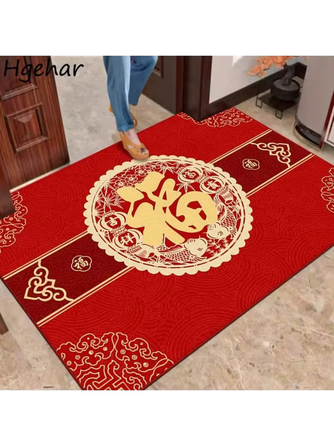VIKAMA Fußmatte Chinesisches Neujahr in Rot mit Fu-Charakter für deine Heimdekoration B: 90 cm, T: 60 cm - Bild 2