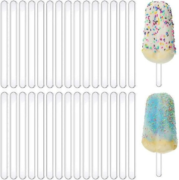 30 Stück wiederverwendbare Acryl-Stäbe für Cakesicles und Cake Pops, transparent, rechteckig - Bild 1