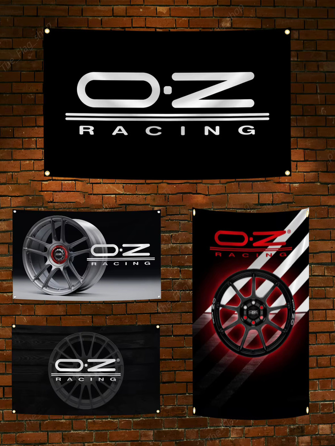 OZ Racing Motorsports Radnabenflagge Banner aus Polyester in Schwarz mit Digitaldruck, B x H: 90 x 150 cm - Bild 2