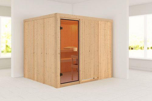 Karibu Sauna Rappel aus Fichte in Braun für 5 Personen, B/T/H: 231 x 196 x 198 cm, ohne Ofen - Bild 1