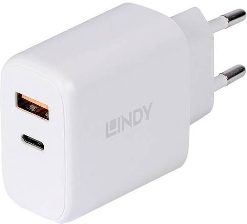 Lindy 30W USB-Ladegerät mit USB-A und USB-C in Weiß - Bild 1