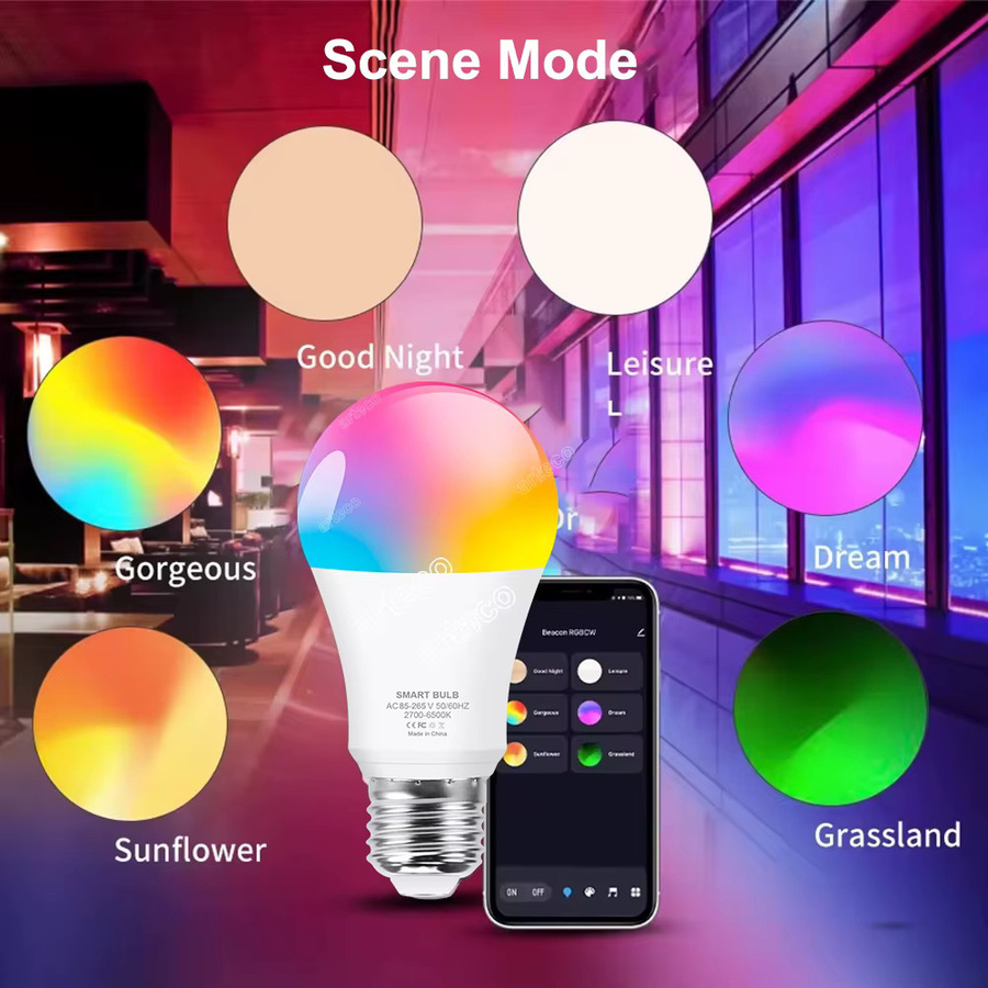 Tuya Smart LED Glühbirne E27 RGB Multicolour mit Wifi und Bluetooth, kompatibel mit Alexa und Google Assistant - Bild 4