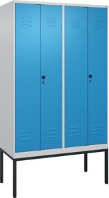 C+P PSA Doppel-Spind Classic PLUS Gestell mit 4 Abteilen, Grau und Blau, B/T/H: 120 x 50 x 212 cm, mit Sicherheits-Drehriegel Verschluss 7035/501 - Bild 1
