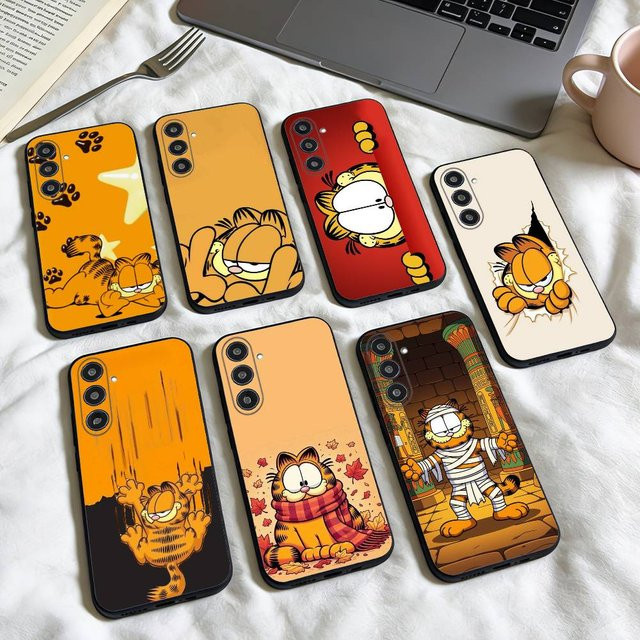 Schwarze Handyhülle Cat Garfield Gluttonous für Samsung Galaxy A73, A72, A71, A70, A53, A52, A51 - Bild 1