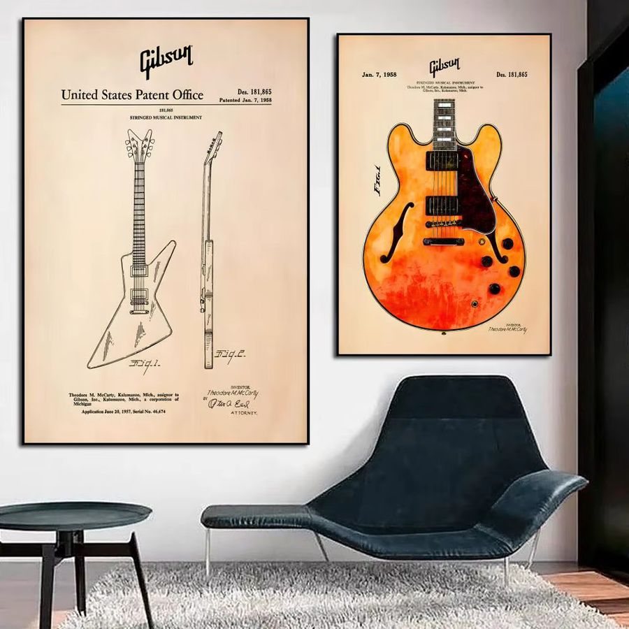 G-Gibson HD-Anime Gitarrenposter in Schwarz, selbstklebend und wasserfest für deine Heimdekoration - Bild 2