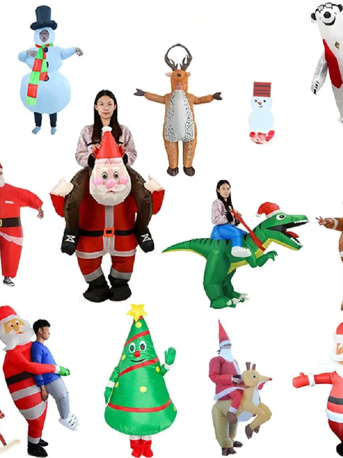 Hangchen Family Weihnachtsmann-Kostüm, aufblasbarer Anzug, Rot, Unisex - Bild 2
