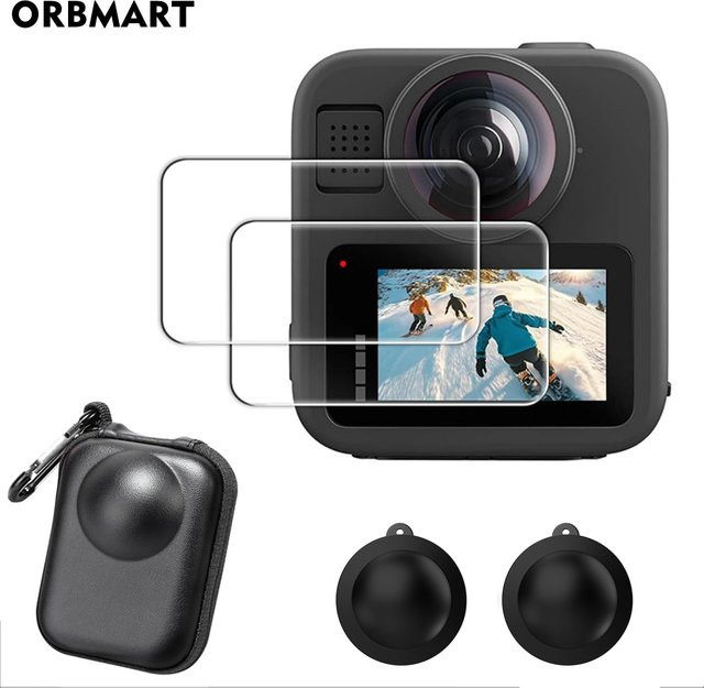 GoPro MAX 2 Zubehör Set mit kratzfester Objektivabdeckung aus gehärtetem Glas und Displayschutzfolie in Transparent - Bild 1