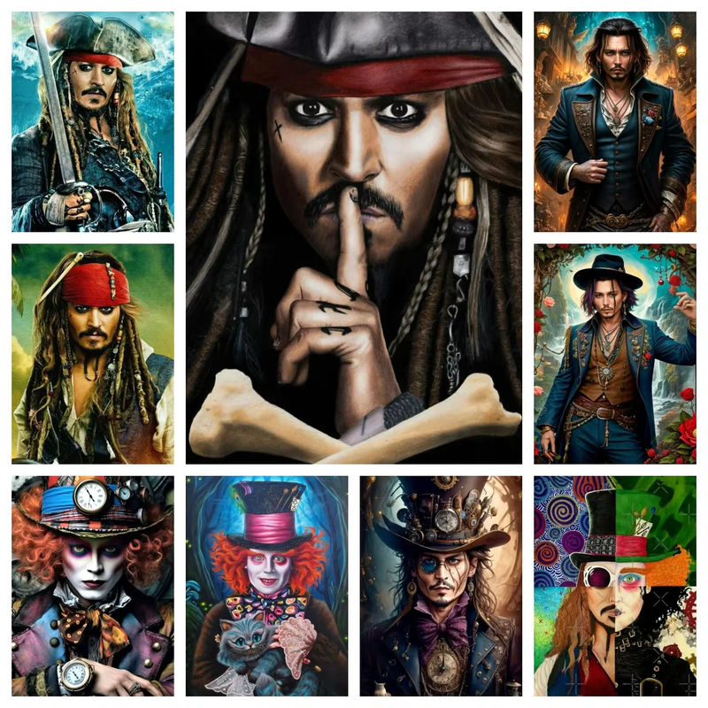 Potdemiel Diamond Painting Kit Gothic Captain Jack Sparrow Mosaik Set B/H: 30 x 40 cm - Bild 2