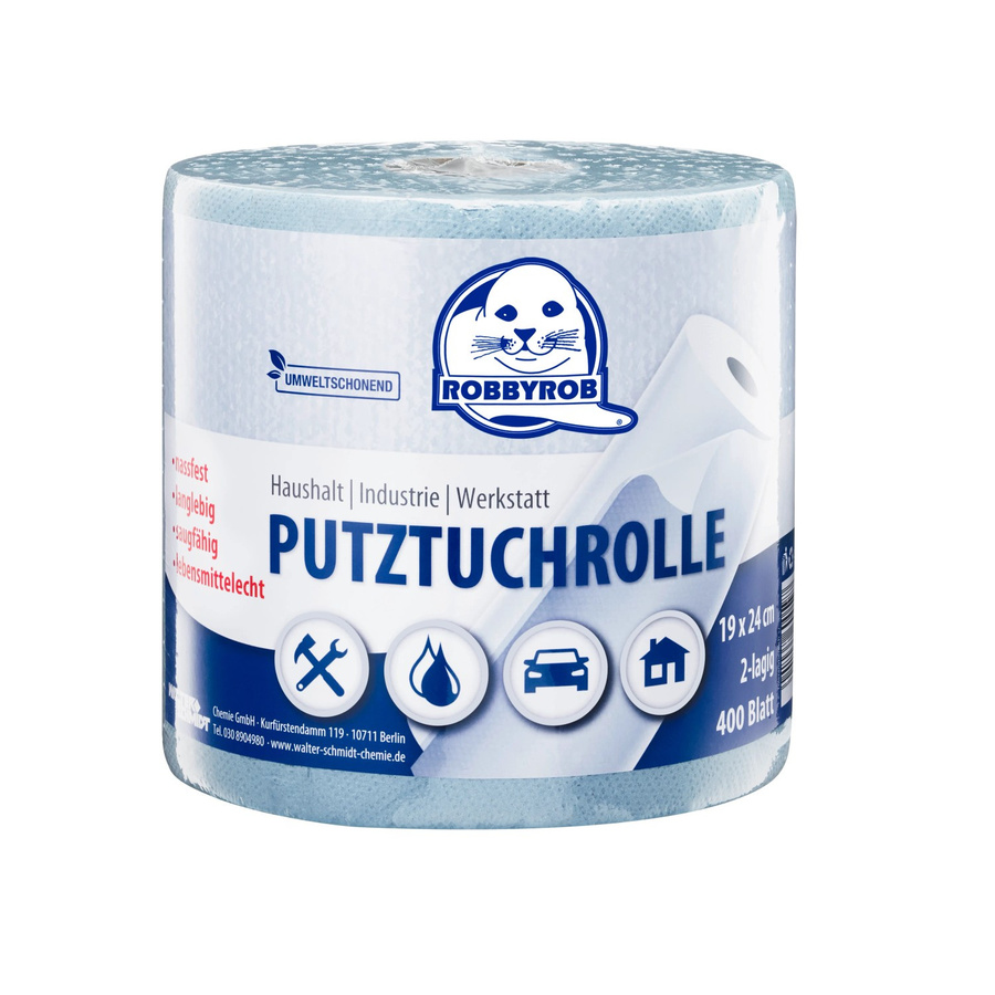 Robbyrob Putztuchrolle Cellulose Blau 2-lagig 400 Blatt B: 19 cm, T: 24 cm - Bild 2