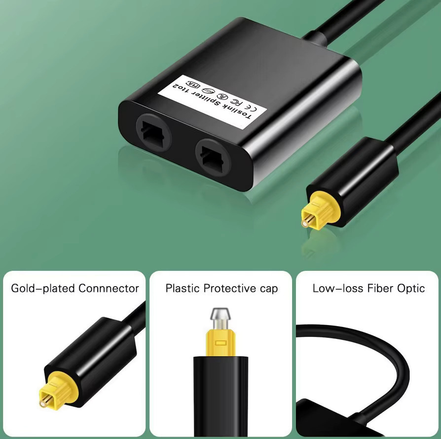 Liujyjc Optischer Toslink SPDIF Audio Splitter 1 Eingang auf 2 Ausgänge, Schwarz - Bild 3