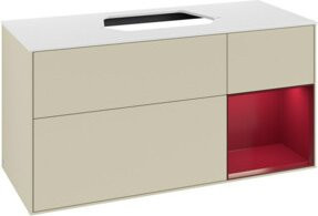 V&B Finion Waschtischunterschrank in Weiß mit LED-Beleuchtung und Regalfach, Wandmontage, Breite: 120 cm - Bild 1