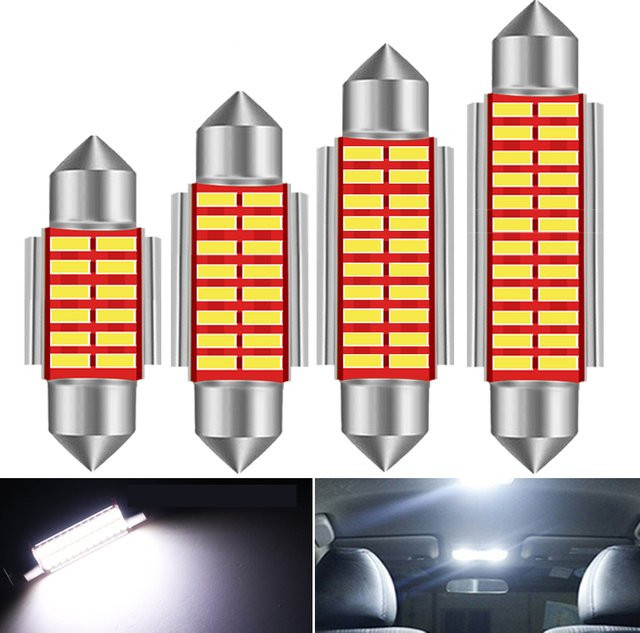 Neallor 2er Set LED Innenbeleuchtung für Fahrzeuge, C5W C10W Glühbirnen in Transparent, passend für Dome- und Leselampen - Bild 1