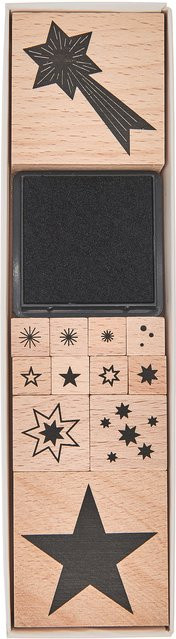 Rico Design Paper Poetry Stempelset Sterne in Schwarz aus Holz - Bild 1