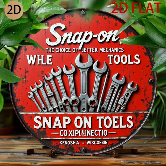 Snap-On Tools Retro-Blechschild Rustikale Vintage-Wandkunst aus Metall in Rot und Weiß für deine Garage - Bild 1