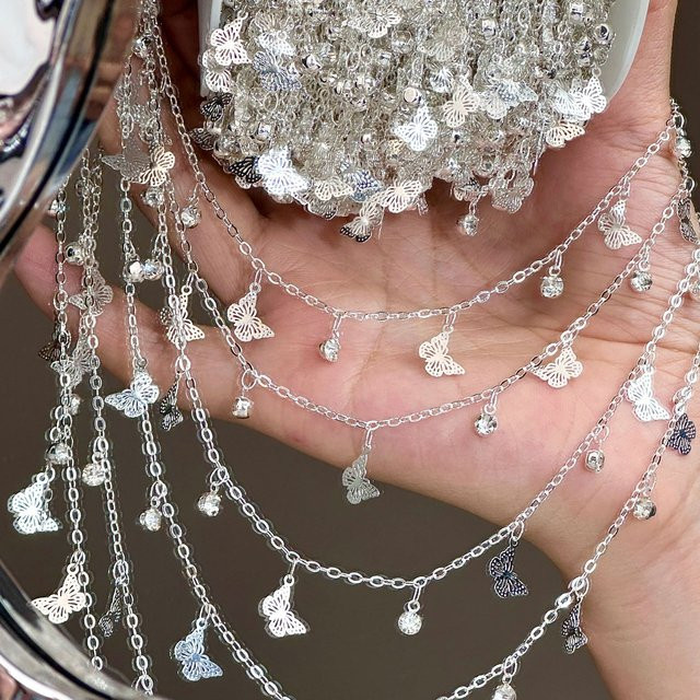 Dekorative Kette Schmetterling, Strass, Kristall, Silber - Bild 1