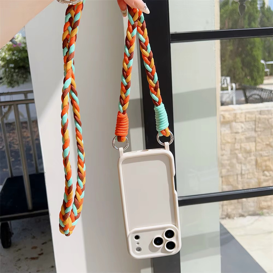 Xeber Silikonhülle mit Lanyard-Umhängeschnur für iPhone 11 bis iPhone 17 Pro Max Plus Air XS XR in Braun und Multicolour - Bild 3