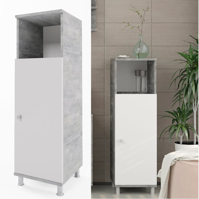 Vicco Badschrank FYNN Midischrank Weiß Grau Beton B: 30 cm, H: 95 cm - Bild 1