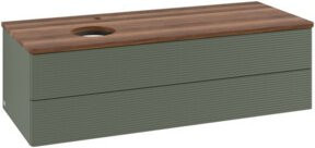 V&B Antao Waschtischunterschrank mit Frontstruktur und Beleuchtung, Farbe: Weiss/Grau, B/T/H: 120 x 50 x 36 cm - Bild 1