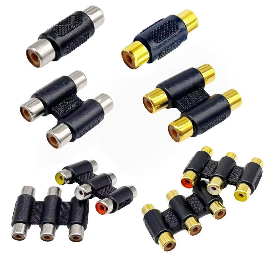 FRHY RCA-Buchse-zu-Buchse Adapter 2/3-Wege AV-Verbindungskabel zur Video und Audio Verlängerung in Schwarz und Gold für Heimkino und Stereo NTSC-kompatibel - Bild 3