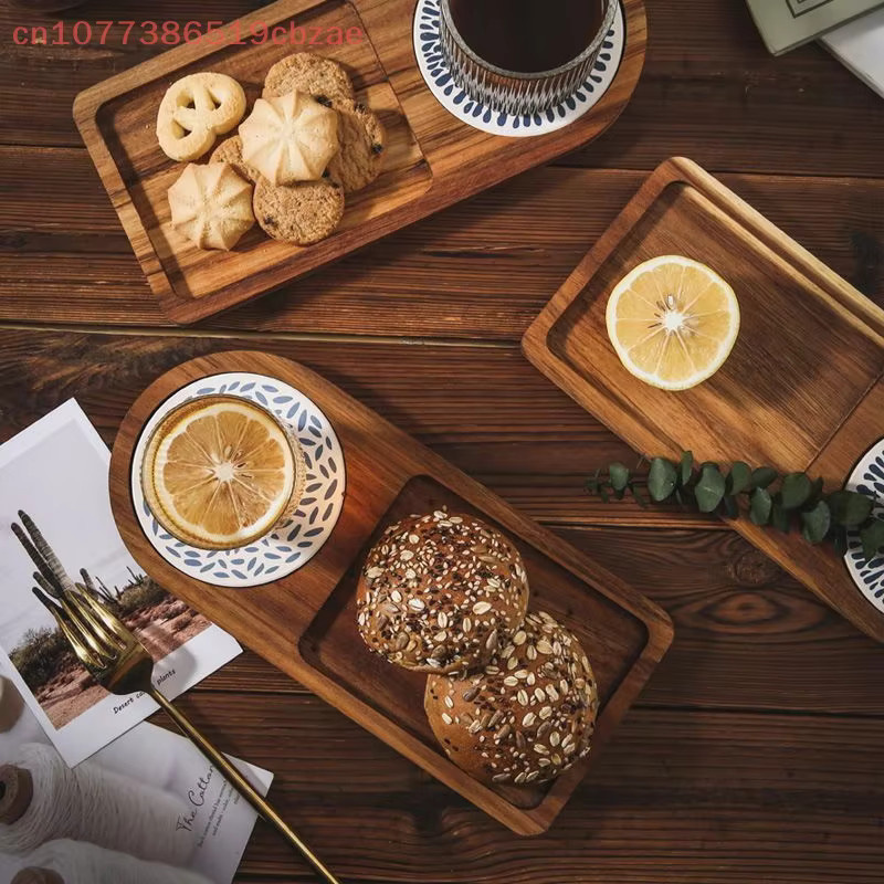 Serviertablett aus Holz in geometrischem Design für Kaffee, Tee und Frühstück - Bild 2
