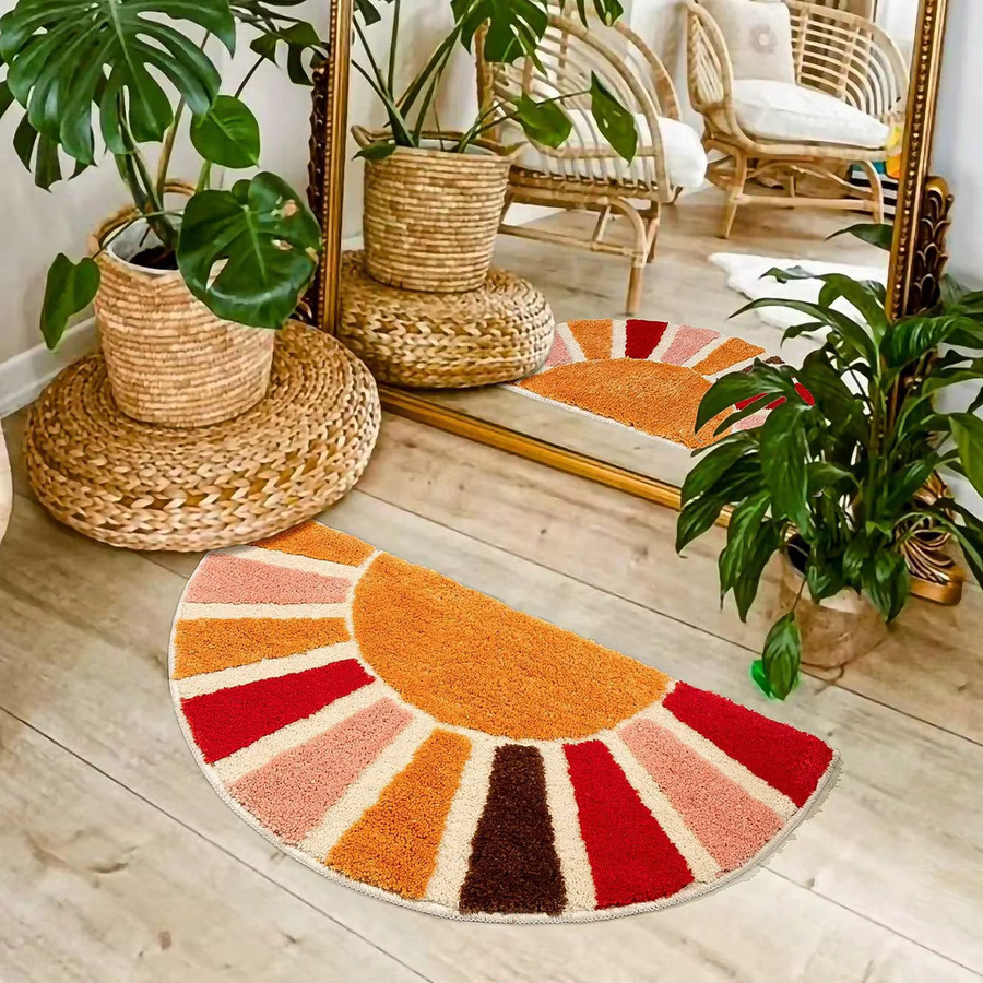 Rutschfeste halbrunde Badematte mit Sonnenblumen-Design von Willstar, gelbe Mikrofasermatte, wasserabsorbierend und maschinenwaschbar - Bild 2