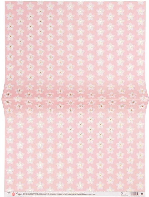 Rico Design Paper Poetry Paper Patch mit weißen Kirschblüten, Farbe: Weiß, B x H: 30 x 42 cm - Bild 1