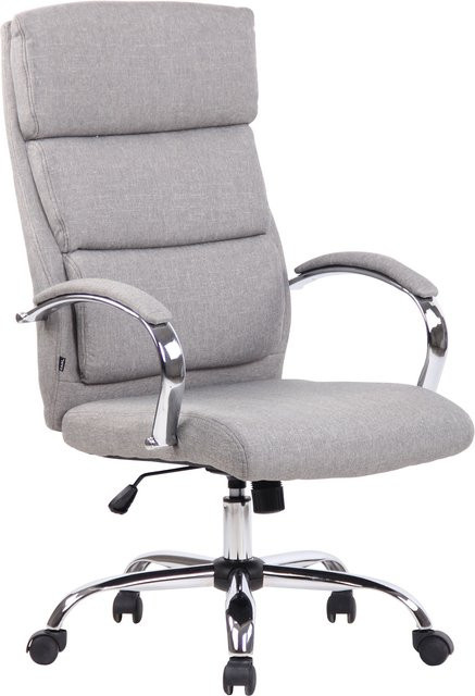 CLP Bürostuhl Bradford Schreibtischstuhl aus Kunstleder und Stoff mit Metallgestell in Chromoptik, höhenverstellbar und drehbar mit Wippmechanismus - Bild 1