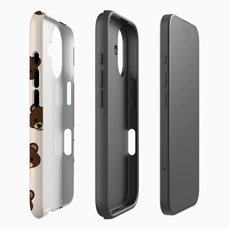 Handyhülle mit Cartoon Braunbär Gesichtern für iPhone 12 bis iPhone 17 Pro Max Plus, doppelschichtige Rückseite, Multicolor - Bild 2