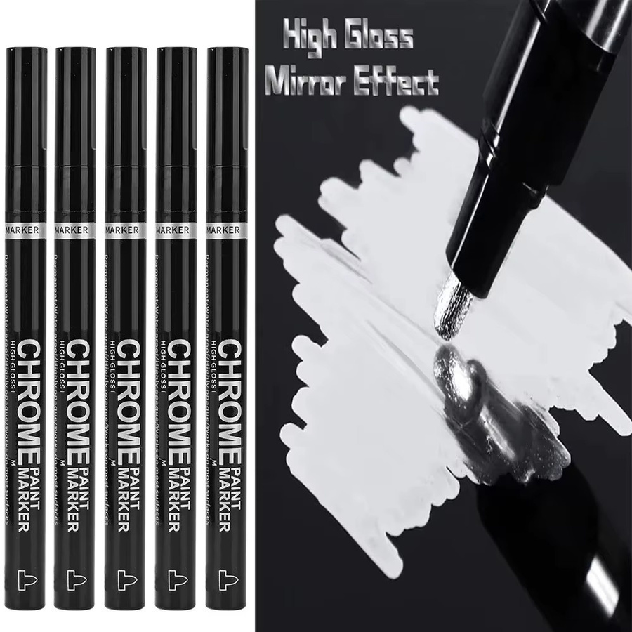 5er Set Chrom Marker für Reparaturen an Keramik, Glas und Metall in Gold und Silber mit 2mm Spitze - Bild 2
