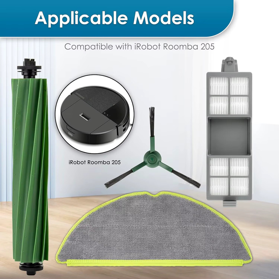 Ersatzteil-Set für iRobot Roomba 205 DustCompactor Vac / Combo Sweeper Roboterstaubsauger mit Hauptbürste, Seitenbürste, Wischtüchern und HEPA-Filtern - Bild 4