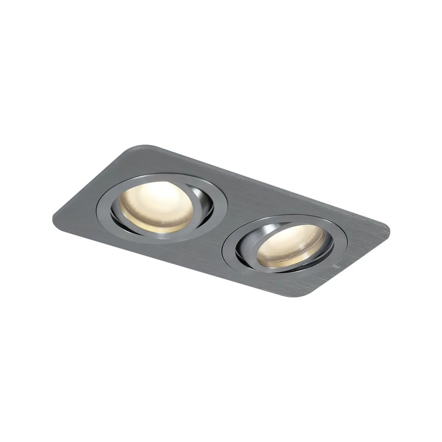 QAZQA AlberTo Zweiflammiger Einbaustrahler Gunmetal Rund, IP44 Dreh- und Schwenkbar für Badezimmer, GU10, Durchmesser: 50 mm - Bild 2
