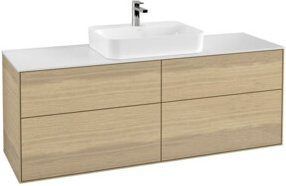 Villeroy & Boch Waschtischunterschrank Finion in Eiche mit weißer Abdeckplatte, Breite: 160 cm, Tiefe: 60,3 cm, Höhe: 50,1 cm - Bild 1