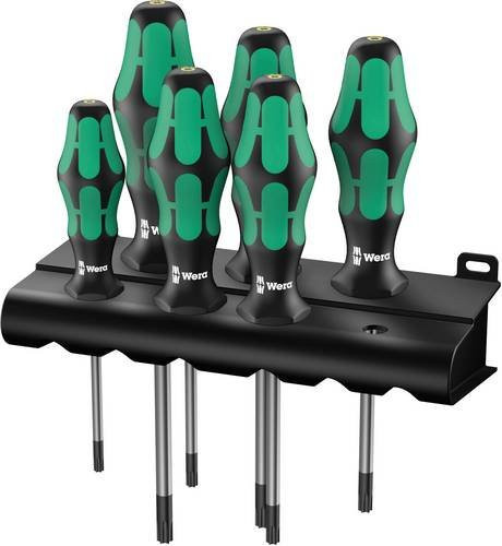 Wera 367/6 Kraftform Plus Torx Schraubendreher-Set 6-teilig mit Rack in Schwarz und Grün - Bild 1