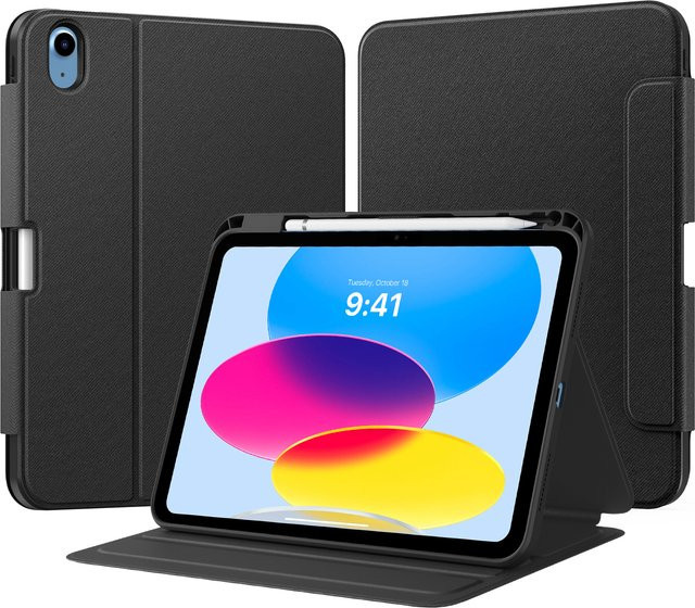 Dadanism Schutzhülle für iPad 11 Zoll (11. Generation 2025) und iPad 10,9 Zoll (10. Generation 2022) mit Stifthalter als Folio-Standhülle in Schwarz - Bild 1