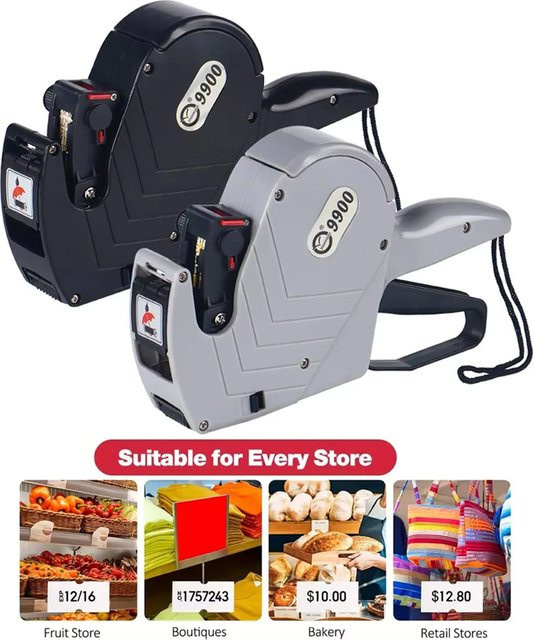 MrLabel MX-9900 Preisschildpistole, einreihige manuelle 8-stellige Preisauszeichner aus Kunststoff für den Einzelhandel und Supermärkte - Bild 1